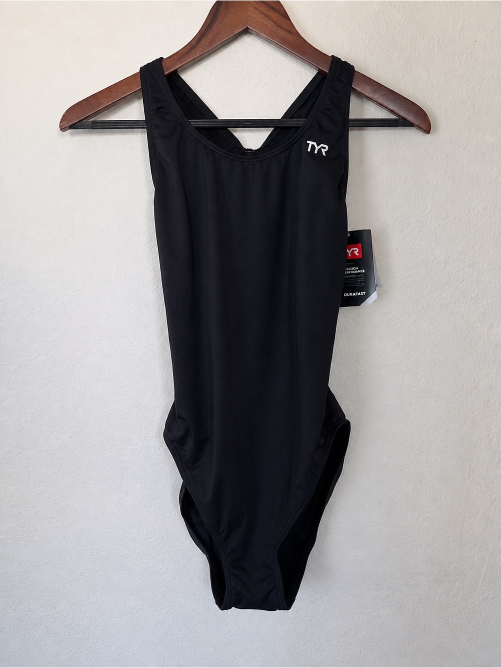 NWT TYR Black Durafast One Piece Swimsuit Size 38 X